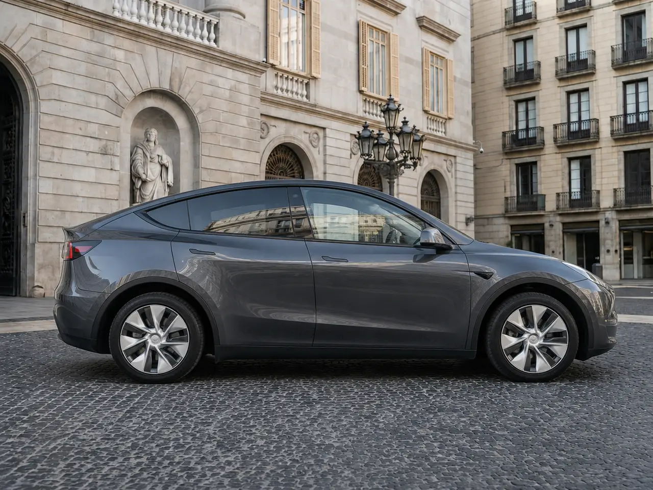 Tesla Model Y Long Range 2023, vista frontale — Milan Luxury Cars, Milano. La Tesla Model Y Long Range del 2023 è un SUV elettrico a cinque posti che unisce…